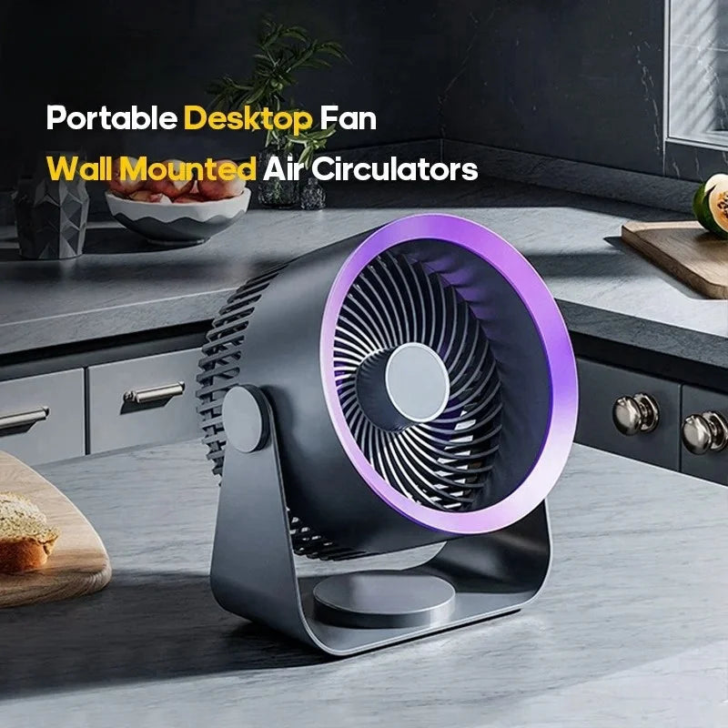 Cordless Electric Fan USB 10000mAh Wireless Portable Rechargeable Air Circulator Fan Desktop Wall Ceiling Air Cooler