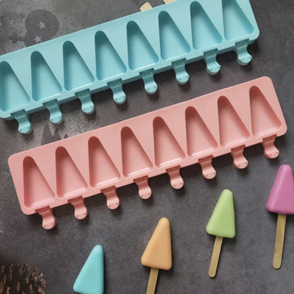 8 Cavities Triangle Silicone Ice Cream Mold DIY Geometry Chocolate Cake Candy Jelly Ice Baking Mould Soap Candle Making Set Gift