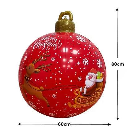 32 Inch Giant PVC Inflatable Christmas Ball Ornaments Outdoor Large Xmas Blow Ball Decorations for Christmas Party Ornaments