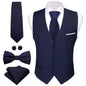 Designer Men's Vest Solid Silk Satin Waistcoat Tie Bowtie Hanky Set