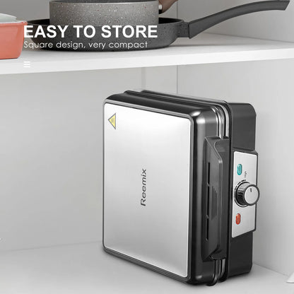 4-Slice Belgian Waffle Maker, 3 Browning Levels with Nonstick Square Waffler Iron Plates, 1200 Watts, Compact Design