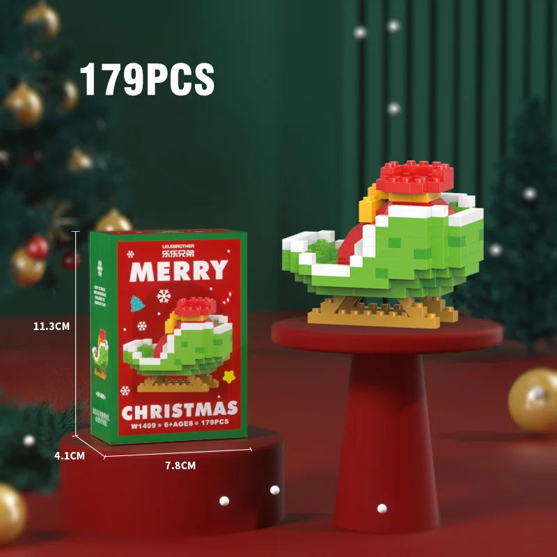 Christmas Micro Building Block Series Santa Claus Reindeer Puzzle Assembling Bricks Table Decoration