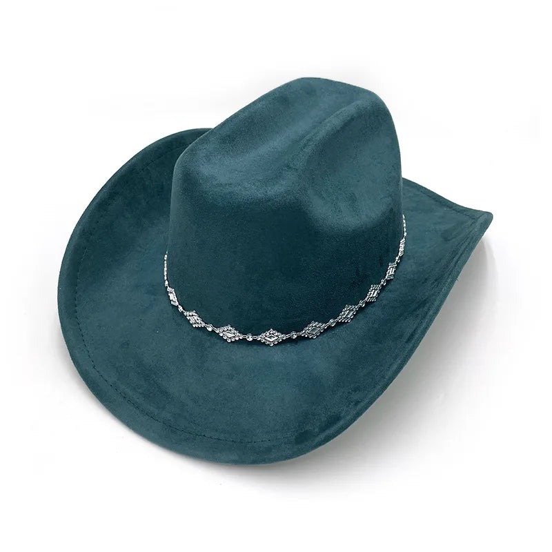 1Pcs Premium Brown Cowboy Hat with Crystal Band Stylish Sun Western Theme Parties,Outdoor Ranch Activities Casual Daily Wear