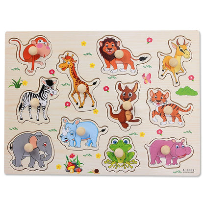 Baby Wooden Puzzles Montessori Toys 1 2 Years Toddler Toys Hand Grab Board Alphabet Number Cognition Learning Educational Toys