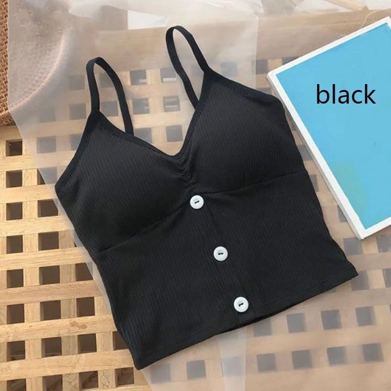 Women Knitted Tank Top Strap Vest Crop Top Chest Wrap Pure Cotton