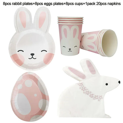 Happy Easter Party Supplies – Bunny, Carrot & Egg Paper Plates for Kids’ 1st, 2nd & 3rd Birthday Decorations