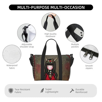Santoro Gorjuss Large Beach & Travel Tote – Women’s Yoga, Gym, Shopping Shoulder Duffle Bag