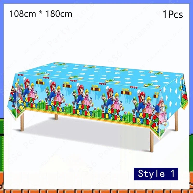 Super Mario Bros Birthday Decoration Party Supplies Disposable Tableware Baby Shower Paper Cup Tablecloth Plate Napkin Bag Kit