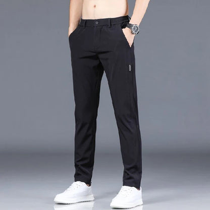Men’s Ice Silk Straight‑Leg Pants – Summer Breathable Business Casual