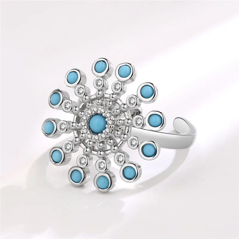 Fashion Beads Anxiety Fidget Spinner Rings Korea Crystal Butterfly Flower Star Moon Ring Anti Stress Jewelry Gift
