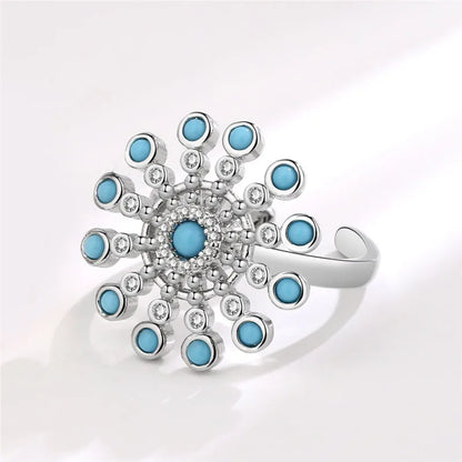 Fashion Beads Anxiety Fidget Spinner Rings Korea Crystal Butterfly Flower Star Moon Ring Anti Stress Jewelry Gift