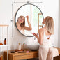 Large Gold Round Vanity Framed Mirror for Wall Matte Metal Framed 30 Inch Modern Mirror Tempered Glass Bedroom Living Room