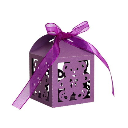 10Pcs Little Bear Candy Boxes Sweet Wedding Favor Gift Packaging Box With Ribbon Baby Shower Birthday Children's Day Party Decor