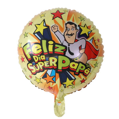 10pcs 18Inch Spanish English Happy Father's Day Foil Helium Balloon Feliz Dia Super Papa Air Globos Party Decoration Gift Baloes