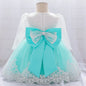 Long Sleeve Baby Girls Dress Newborn White Baptism Tulle Party Wedding 1st Birthday Princess Dresses Infant Girls Bow Prom Gown