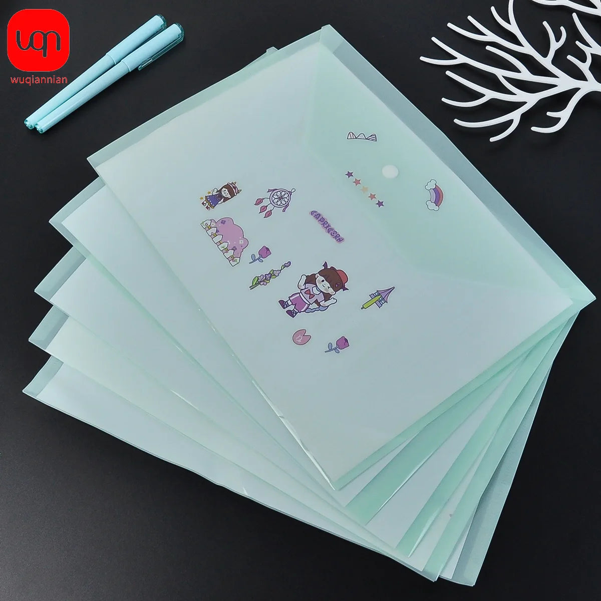 5pcs Plastic Transparent Document Storage Folder  Bag 16C -A4 Paper Size