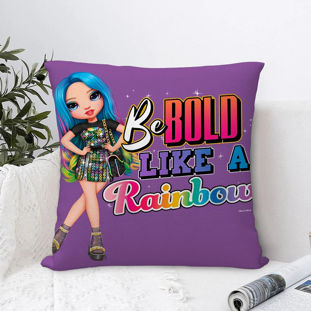 R-Rainbow High Doll Pillow Case Sofa Decorative Home Double-sided Print Plush Square Throw Pillow Covers Cushion Decor Cover