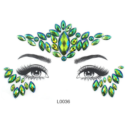 3D Sexy Face Tattoo Crystal Stickers Temporary Tattoos Glitter Fake Tattoo Rhinestones Masquerade Women Party Face Jewels Tattoo