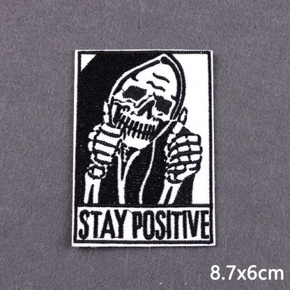 The Death Embroidery Iron On Patches For Clothing DIY Applique Patches On Clothes Skull Badges on backpack Jakcet