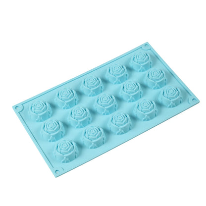 15 Cavity Rose Mold Silicone Chocolate Candy Mold DIY Dessert Pudding Cake Decoration Mould Rose Shape Ice Cube Making tools