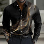 Men’s 3D Gradient Waves Shirt – Long Sleeve Button‑Up Streetwear