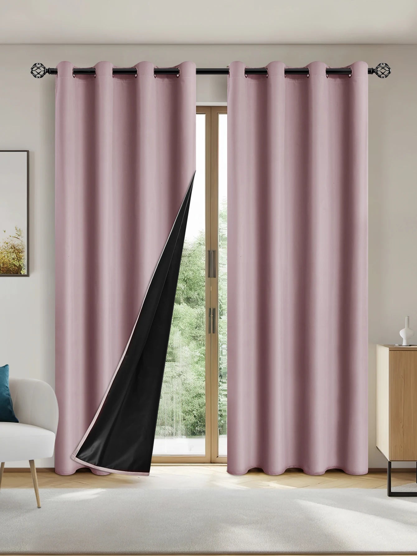 1pc Solid color full shading and sun protection 100% Blackout curtains