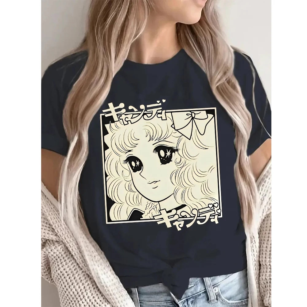 Candy Cartoon Print Streetwear T-shirt Harajuku Clothes Fashion Girls T Shirt Short Sleeve Summer Tee Casual Female O-Neck Top