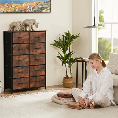 Wardrobe Drawers For With 10 Fabric Drawers and  Steel Frame For  Storage  Closet Bedroom Living Room JHK