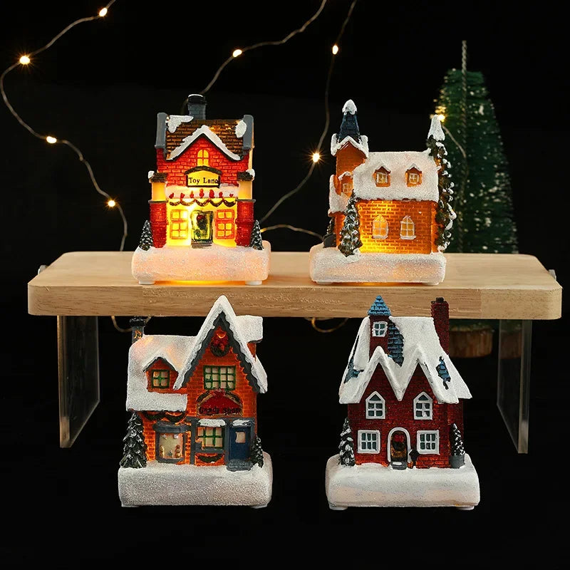 New year Decoration LED Night Light Christmas Luminous House Sculpture Ornament