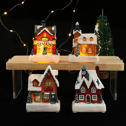 New year Decoration LED Night Light Christmas Luminous House Sculpture Ornament