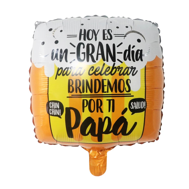 10pcs 18Inch Spanish English Happy Father's Day Foil Helium Balloon Feliz Dia Super Papa Air Globos Party Decoration Gift Baloes