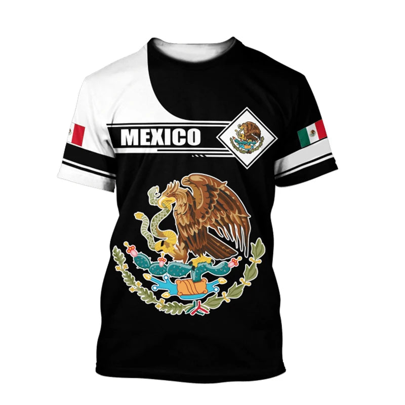 Mexico T-Shirts Mexican Flag 3D Print Streetwear Men Women Fashion Oversized Short Sleeve T Shirt Kids Tees Tops Clothing
