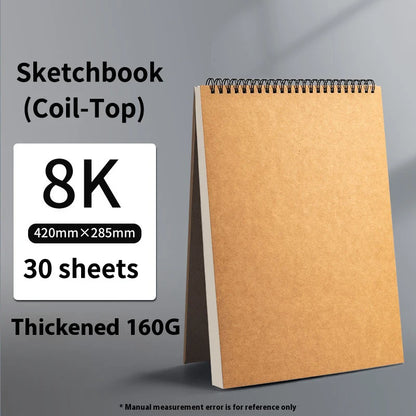 Borrence Spiral Sketchbook – Thick 160 GSM Paper in A3/A4/A5/8K/16K Sizes for Drawing, Watercolor & Art School Use