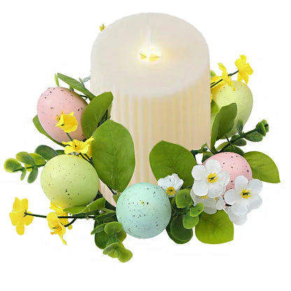 Candy Color Egg Candle Holder Flower Wreath Easter Party Decoration Desktop Home Centerpieces Table Arrangement Candles Wreath