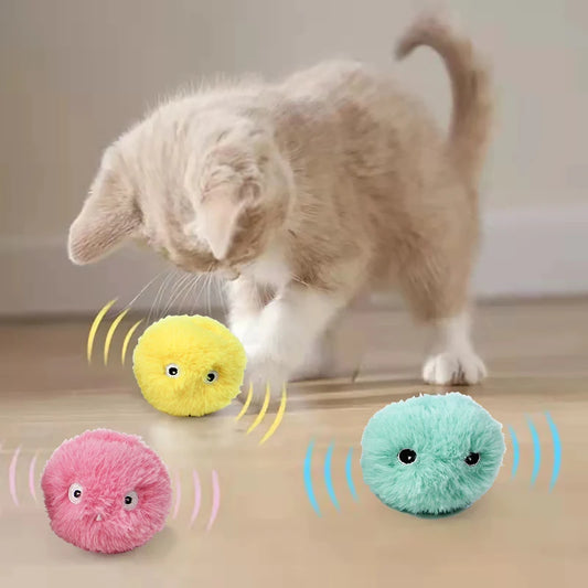 Interactive Touch Sound Smart Ball Electric Plush Cat Toy Ball