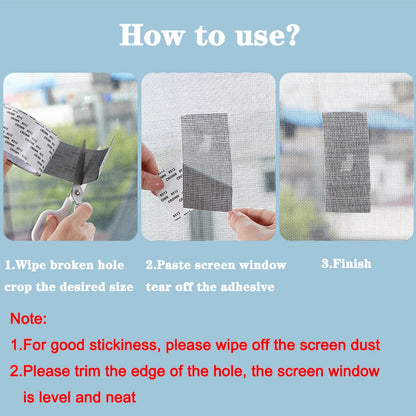 Waterproof Window Screen Repair Tape – Self‑Adhesive Anti‑Insect Mesh Patch