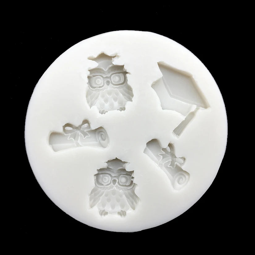 Owl Graduation Thesis Hat Silicone Sugarcraft Mold Chocolate Cupcake Baking Fondant Cake Decorating Tools