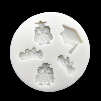 Owl Graduation Thesis Hat Silicone Sugarcraft Mold Chocolate Cupcake Baking Fondant Cake Decorating Tools