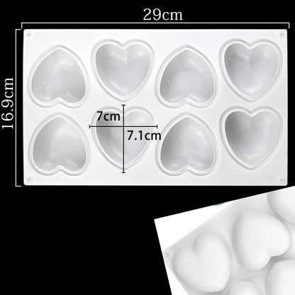 3D Mousse Cake Baking Mold Heart Cheesecake Dessert Diamond Monoporcji Silicone Mould Candle Soap Making Supplies Pastry Tools