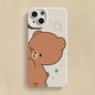Cartoon Cute Bear Couple Silicone Phone Case For iPhone 16 Pro Max 15 14 13 12 11 Pro  16 Plus  Shockproof Soft Cover