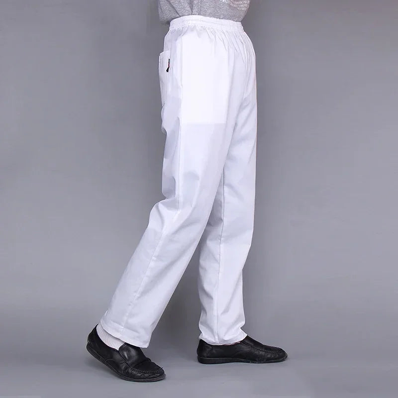 Chef Pants Men Restaurant Kitchen Work Pants Unisex Elastic Cook Workwear Chili Cutlery Kitchenware Breakfast Working Pants