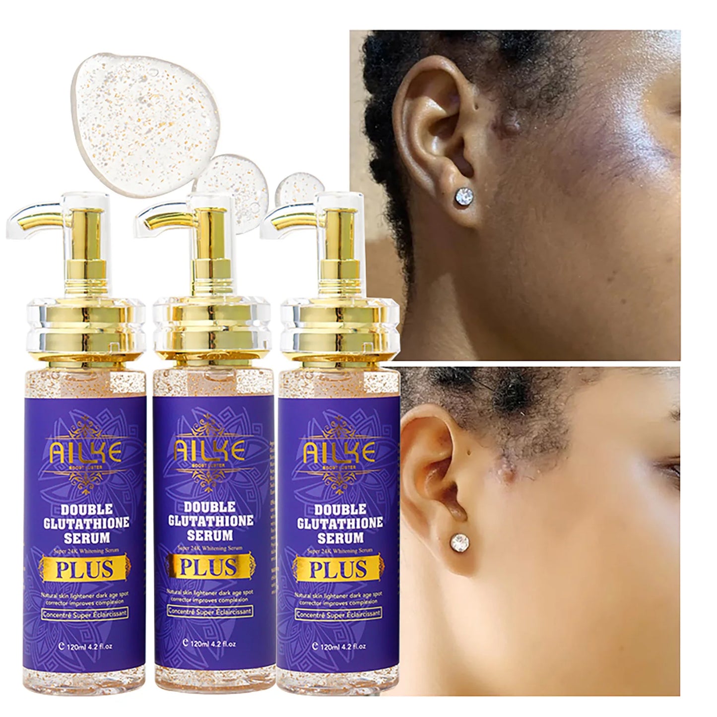 AILKE Glutathione PLUS Whitening Skin Care Set, Advanced Lightening Lotion, Moisturizes, Softens, Bleaching Kit for Men, Women