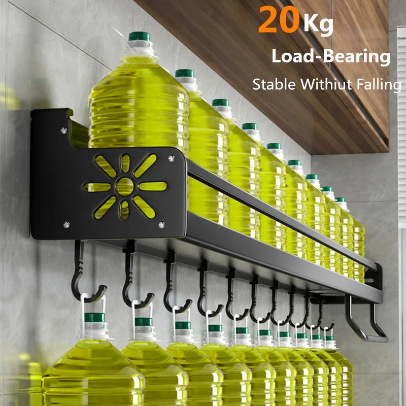 Kitchen Organizer Shelf Wall-mounted Spice Storage Rack  Knife, Seasoning, Utensil Storage Holder
