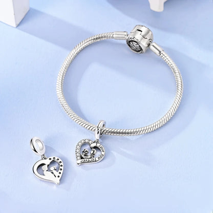925 Sterling Silver I Love You Forever Father-Daughter Pendant Fit Original Charm Bracelet Women DIY Jewelry Gift