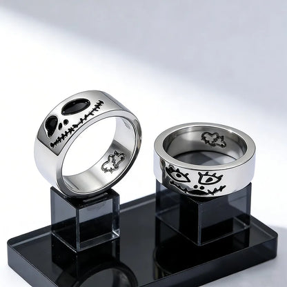 Nightmare Before Christmas Couple Rings Jack Sally Matching Band Unique Creative Fashion Jewelry Gift for Her Anniversary Love