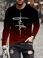 Fashion Trend Men's Crew-neck Long Sleeves Cross 3D Printed Men's Casual Pullover T-shirt Casual All-match Men's Top S-5XL