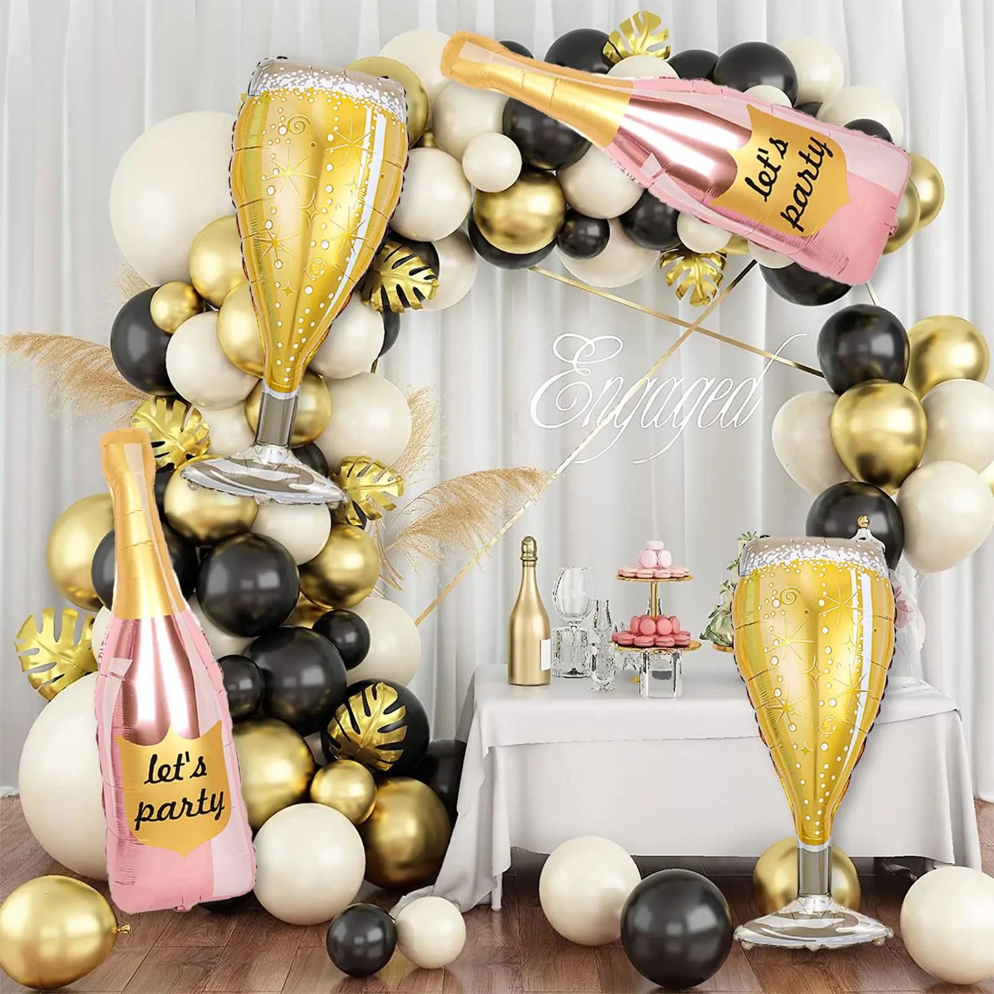 Champagne Bottle and Goblet Wine Glass Large Mylar Balloons Valentines Engagement Wedding Birthday Anniversary Party Decorations