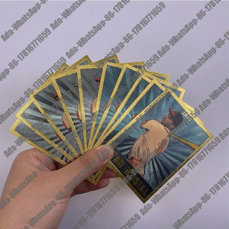 Classic 18 Types famous baseball player gold foil small cards for collection Gift and commemoration