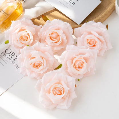 100PC 10CM Wholesale Artificial Flowers for Scrapbook Christmas Home Decor Wedding Garden Rose Arch Fake Silk Head Candy Box