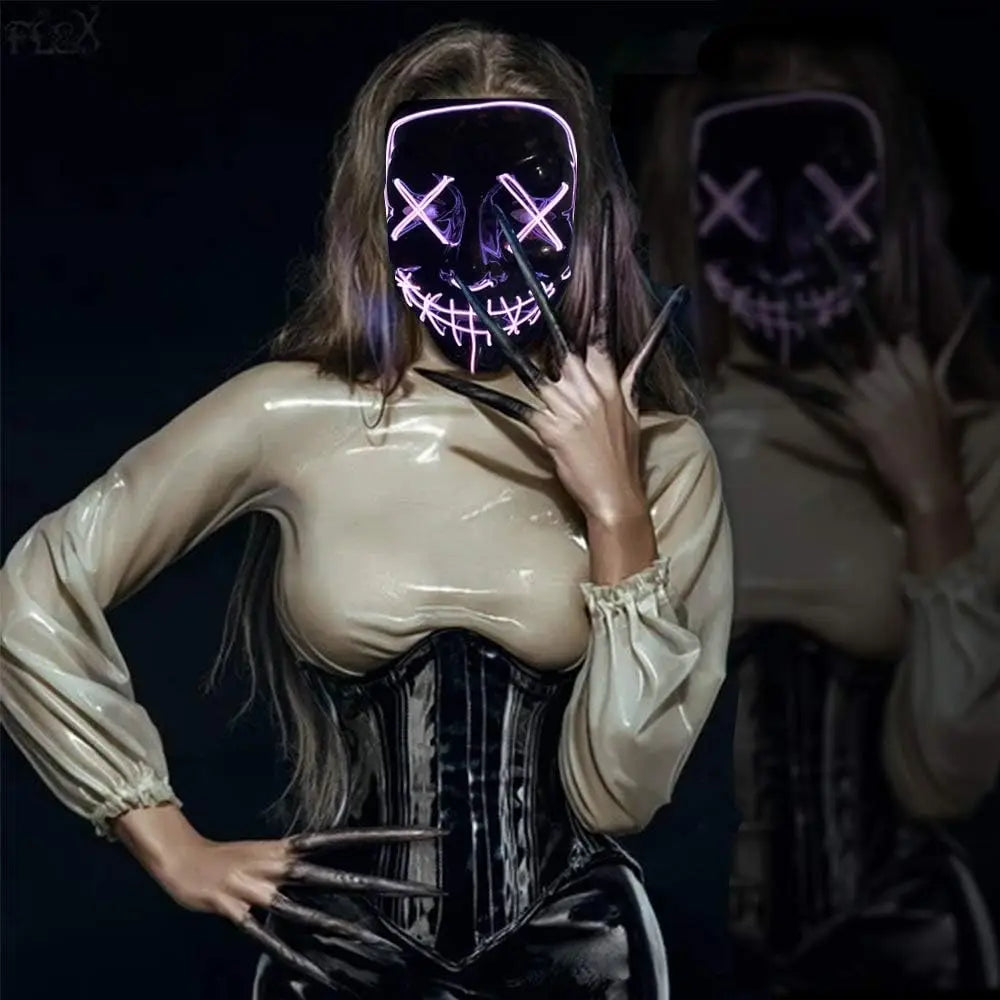 Poptrend LED Light‑Up Halloween Mask – Scary Cosplay Masquerade Mask for Festivals, Parties & Carnival Gifts